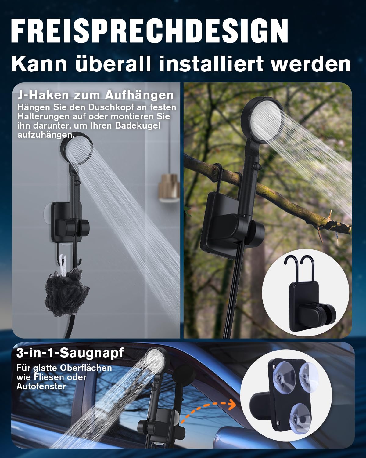 Spopal Camping Dusche 10000mAh Tragbare mit 20L Wasserkanister Akku Outdoor Set Duschkopf 2m Schlauch