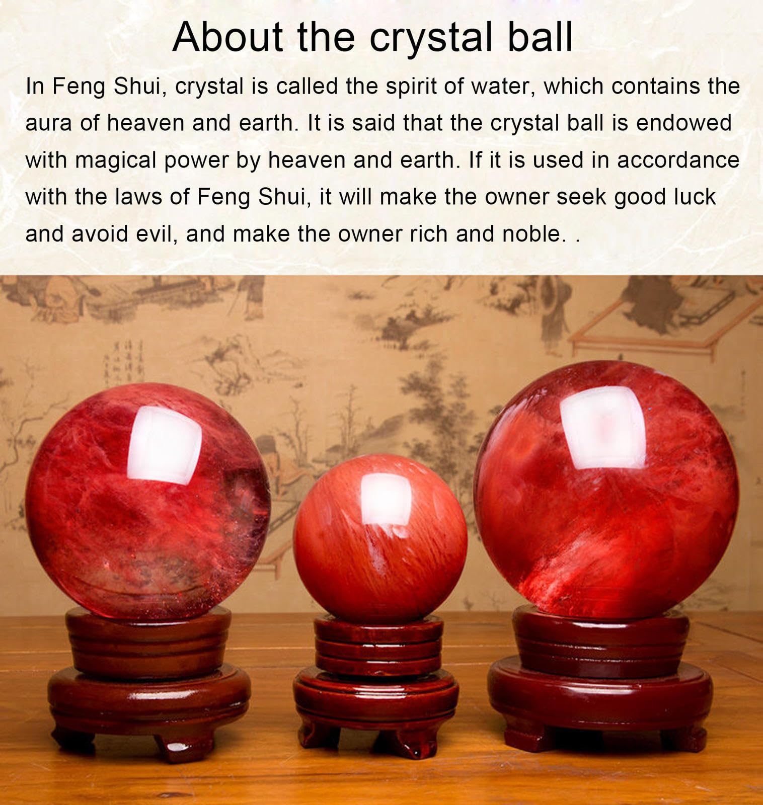 Sfera Di Cristallo Di Quarzo Fuso Rosso Con Supporto | Per Meditazione E Decorazione | Diametro 80mm | Feng Shui - Foto 3