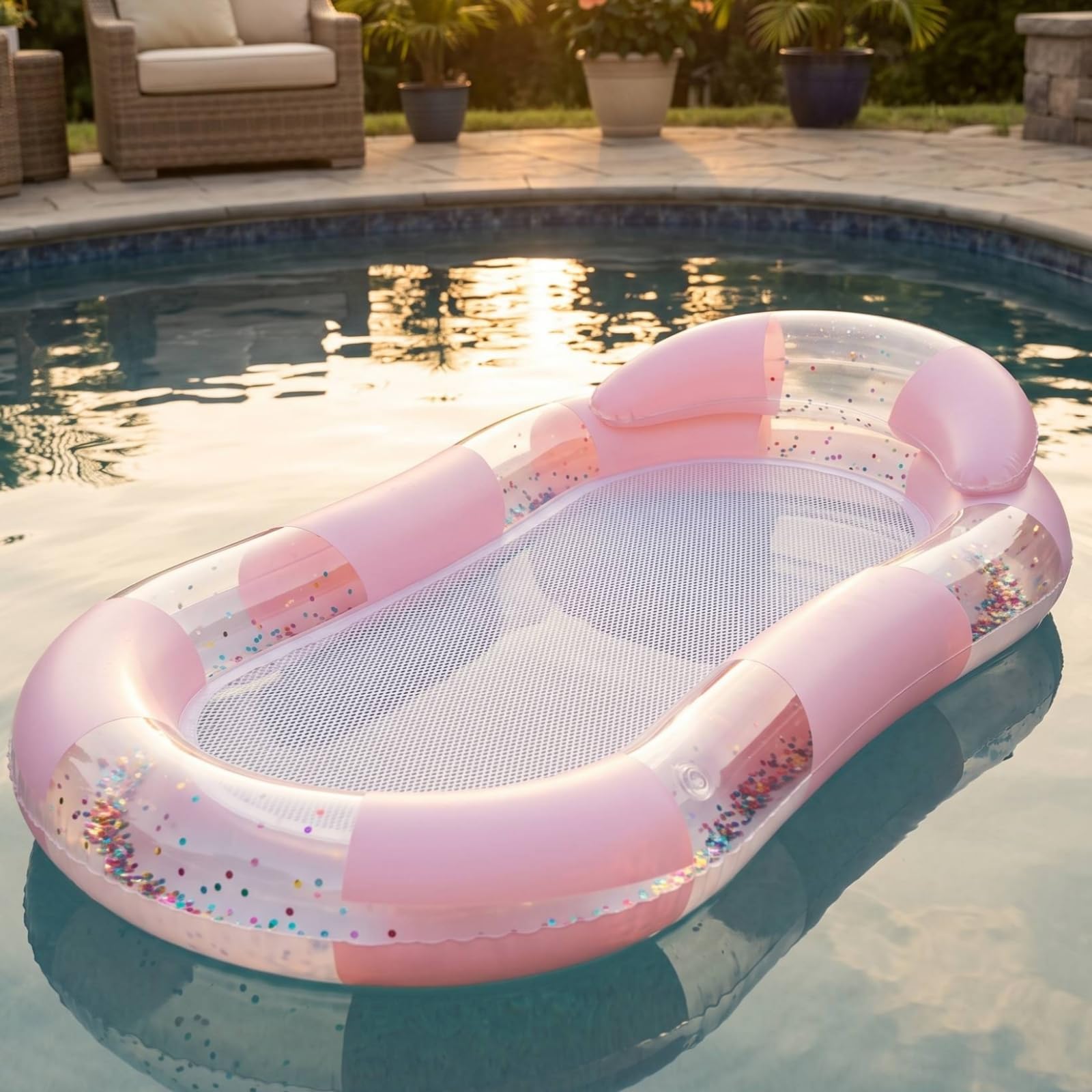 Matelas Piscine Gonflable Confortable | Chaise Longue Flottante, pour Plage, Vacances, Adultes