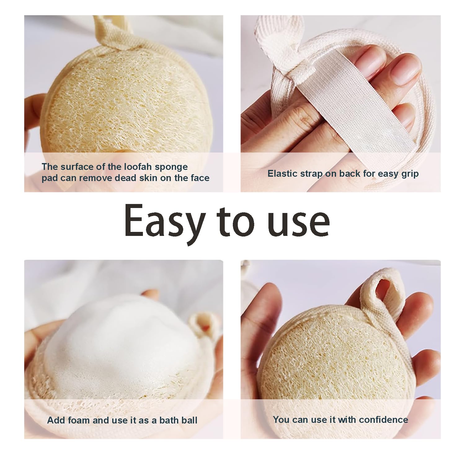 4 szt. Loofah Pad Scrubber Scrubber Face Exfoliating Loofah Pad, naturalne podkładki z gąbki luffa, ręcznik kąpielowy z luffa, złuszczająca podkładka z gąbki luffa, do kąpieli pod prysznic, do masażu