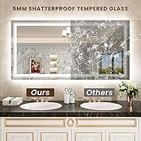 Vista 41 de WTTY LED Bathroom Mirror 32"x32" with Backlit and Front Light,Stepless Dimmable LED Mirror for Bathroom,Anti-Fog Lighted Bathroom Vanity Mirror