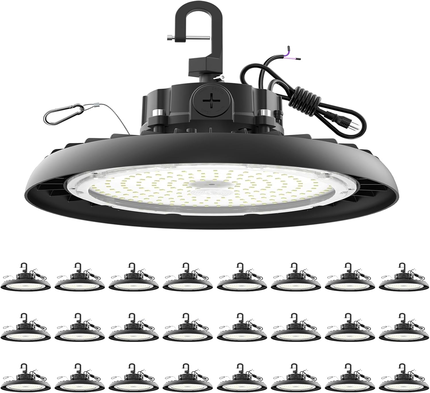 LED High Bay Lights 180W UFO Shop Lights 32400 LM 6000K IP65 Commercial Bay Lighting Fixture 5ft Cable Plug & Play for Warehouse Factory Garage Workshop Barn 24 Pack