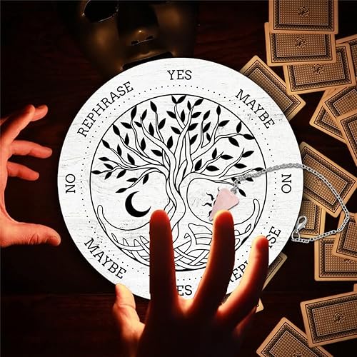 Miniatura 6 de CRASPIRE Tablero de péndulo del árbol de la vida, tablero de mensajes metafísicos de adivinación, tablero tallado de madera de 7.9 pulgadas con