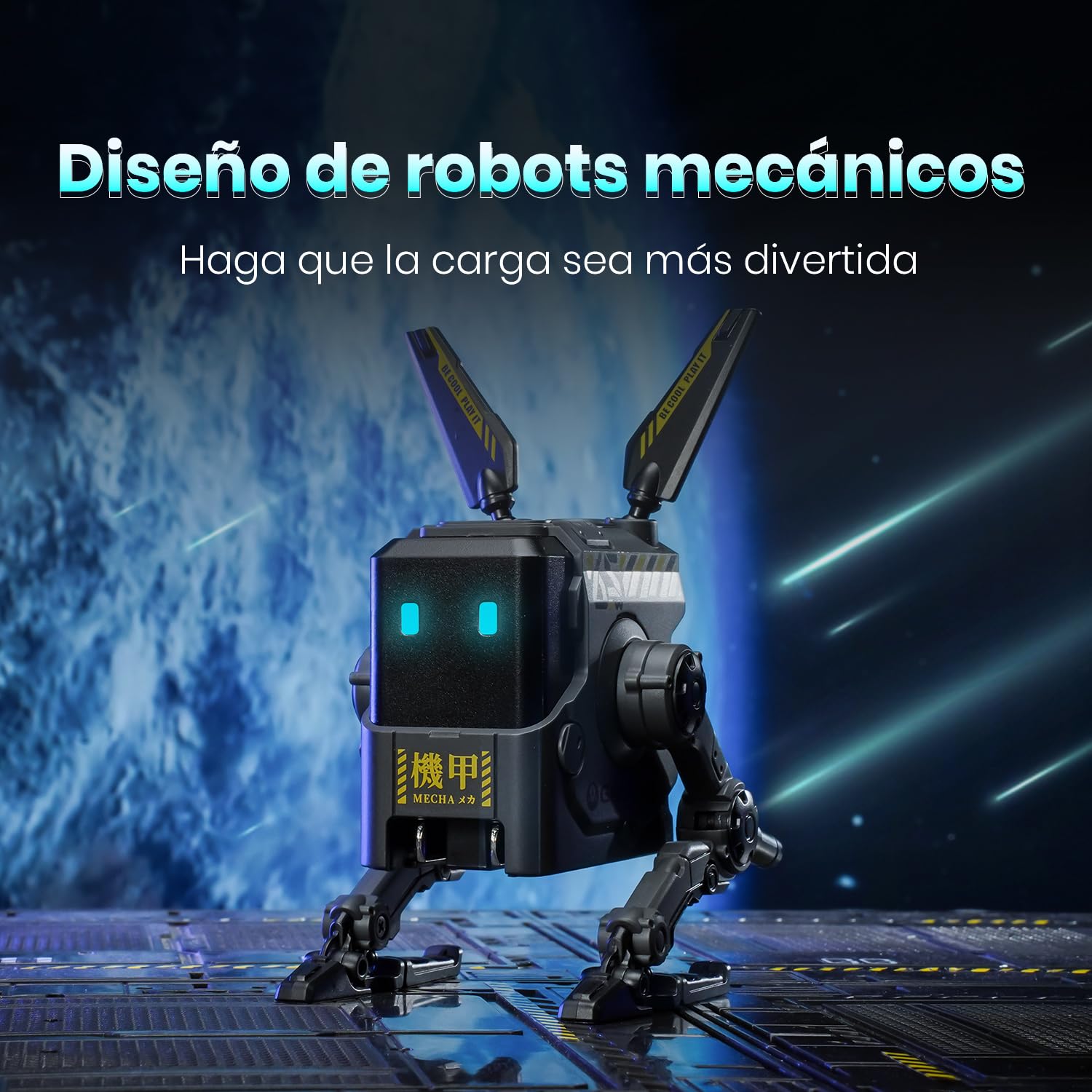 GRAVASTAR Cargador USB-C GAN 65W Robot con 3 Puertos | Adaptador USB-C con exclusivo diseño de robot, 2 USB-C y 1 USB-A para carga rápida con un estilo único de escritorio