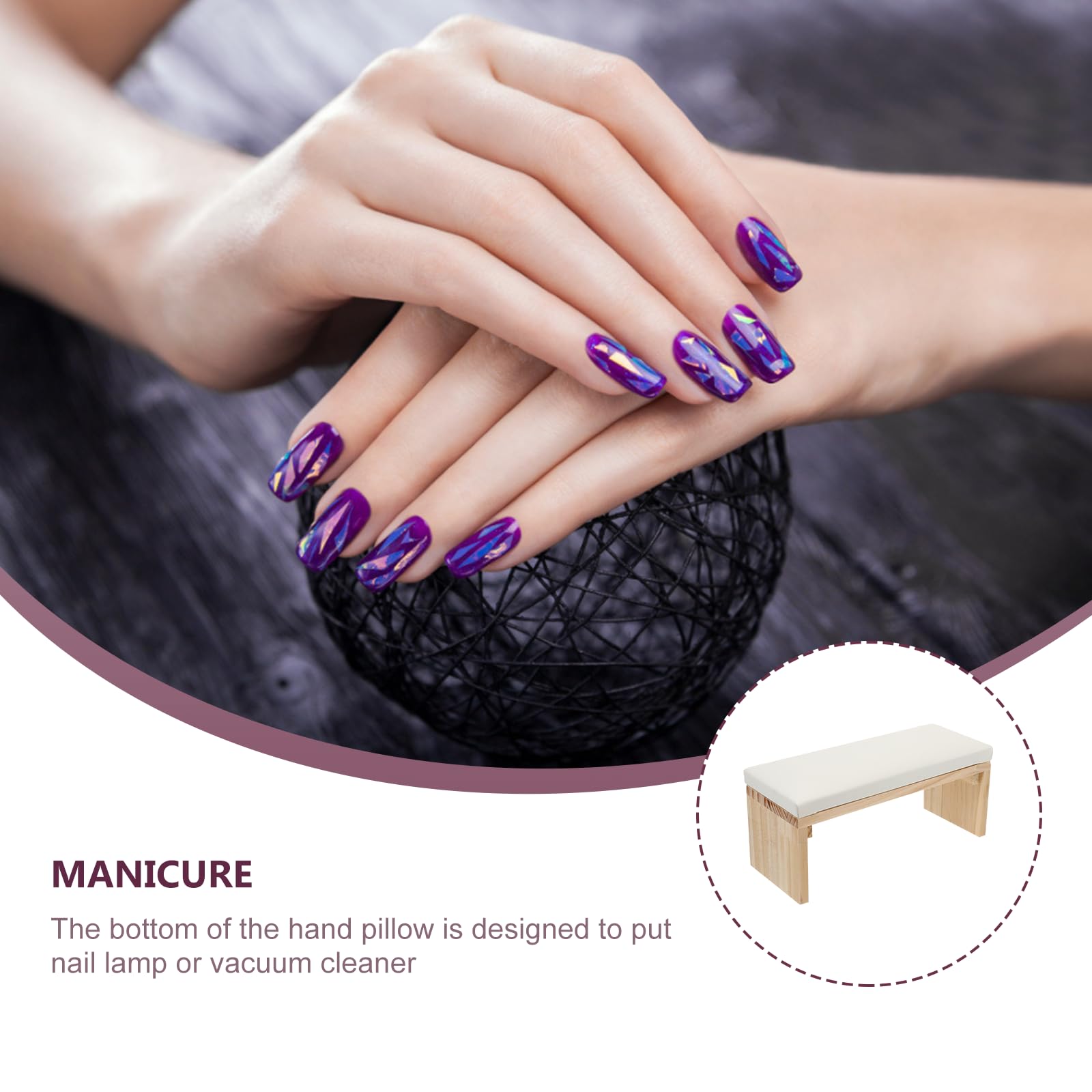 Mikikit Cojín de Mano para Manicura de Cuero y Madera, Reposabrazos Ergonómico Multipropósito que Ahorra Espacio para Uso en Salones Profesionales y Hogar DIY