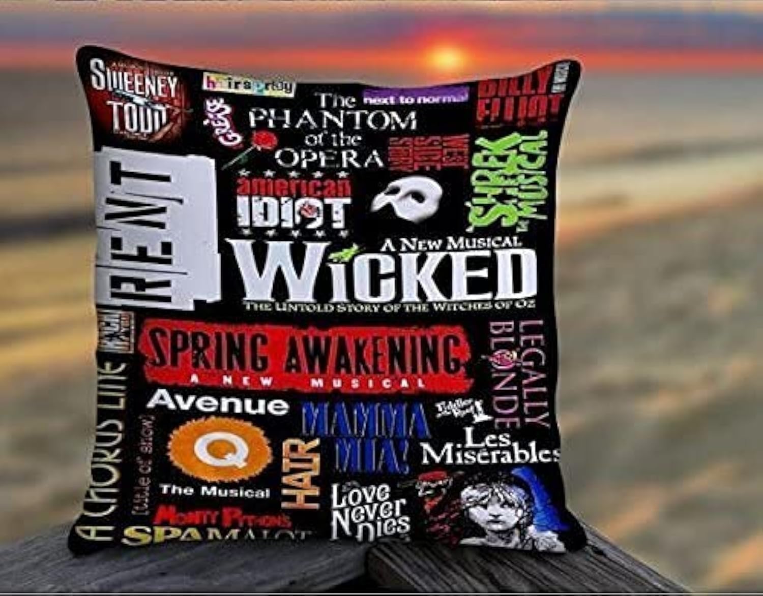 Xusuzhi Broadway Musical Collage , Pillow Case , Pillow Styles , Design Pillow , Retro Pillow , Sofa Pillow , Bedroom,Multi,3 x 29 cm