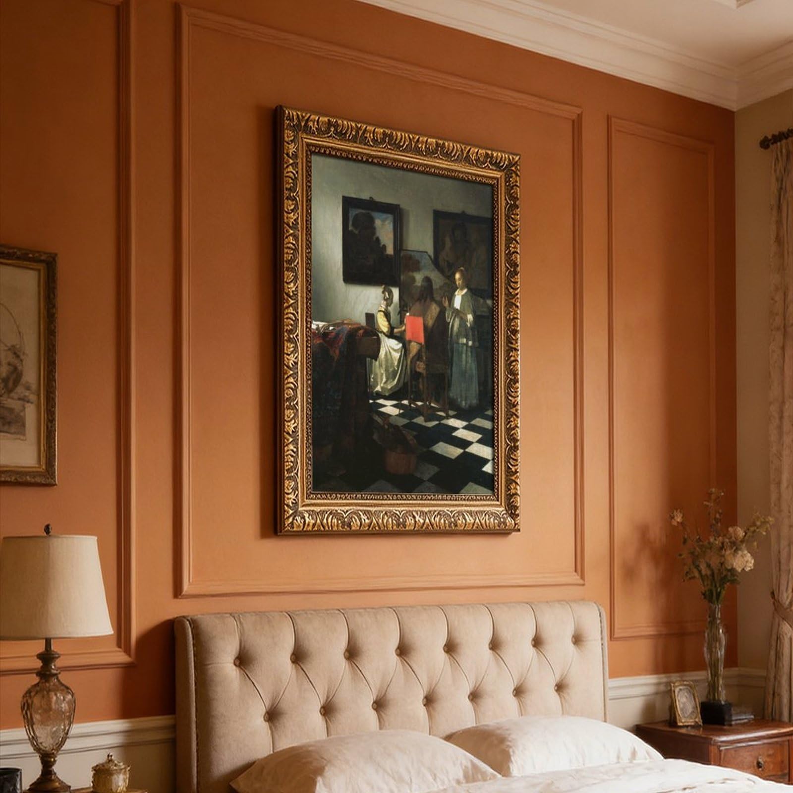 WCYB The Concert by Johannes Vermeer Poster stampe su tela Deco Dipinti Wall Art Hangable Frame 61 cm L x 91,4 cm W