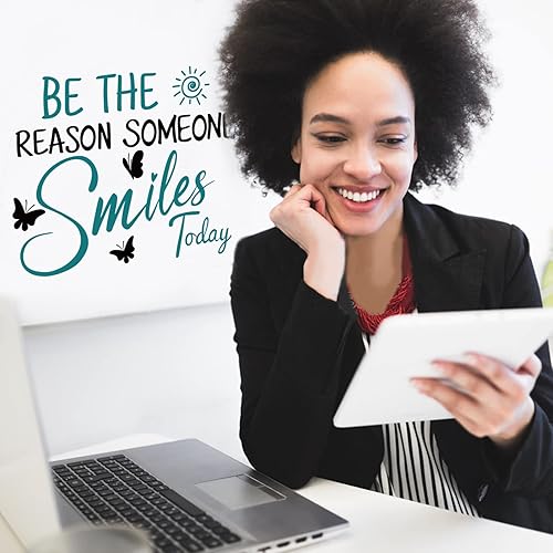 Miniatura 2 de SUPERDANT Calcomanías de pared con frases inspiradoras "Be the Reason Someone Smiles Today", calcomanías de vinilo con texto en inglés "Be the
