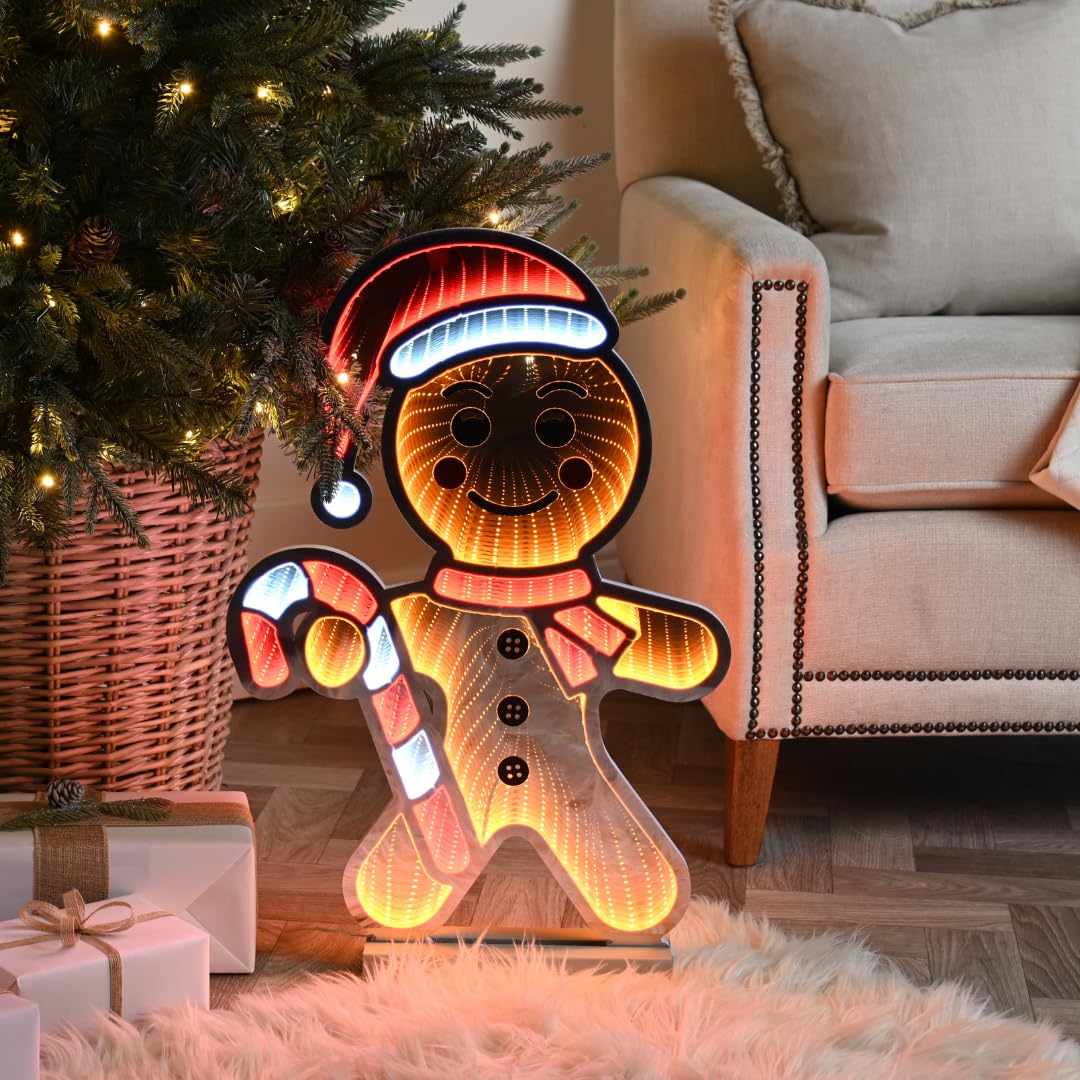 Samuel ALEXANDER 60cm Light up Gingerbread Man Infinity Christmas Decoration with LEDs