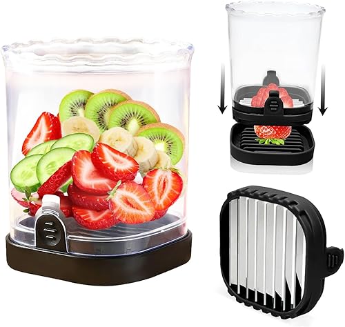 Cortador y picador de frutas - Cortador de tazas para fresa, uva, plátano, champiñones, utensilios de cocina para frutas y verduras, herramienta