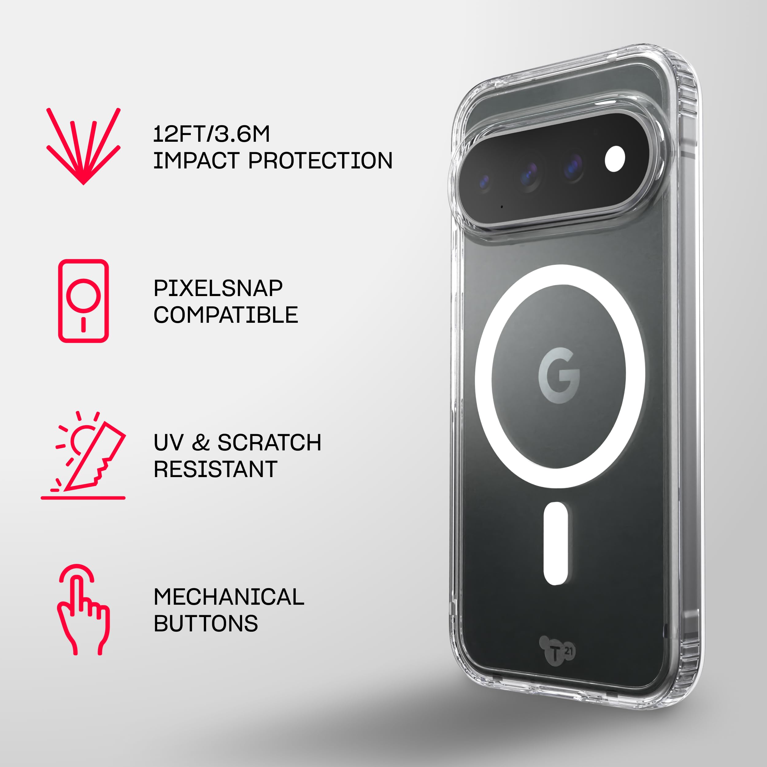 tech21 EvoClear - Funda con imán para Pixel 11 Pro XL | Transparente