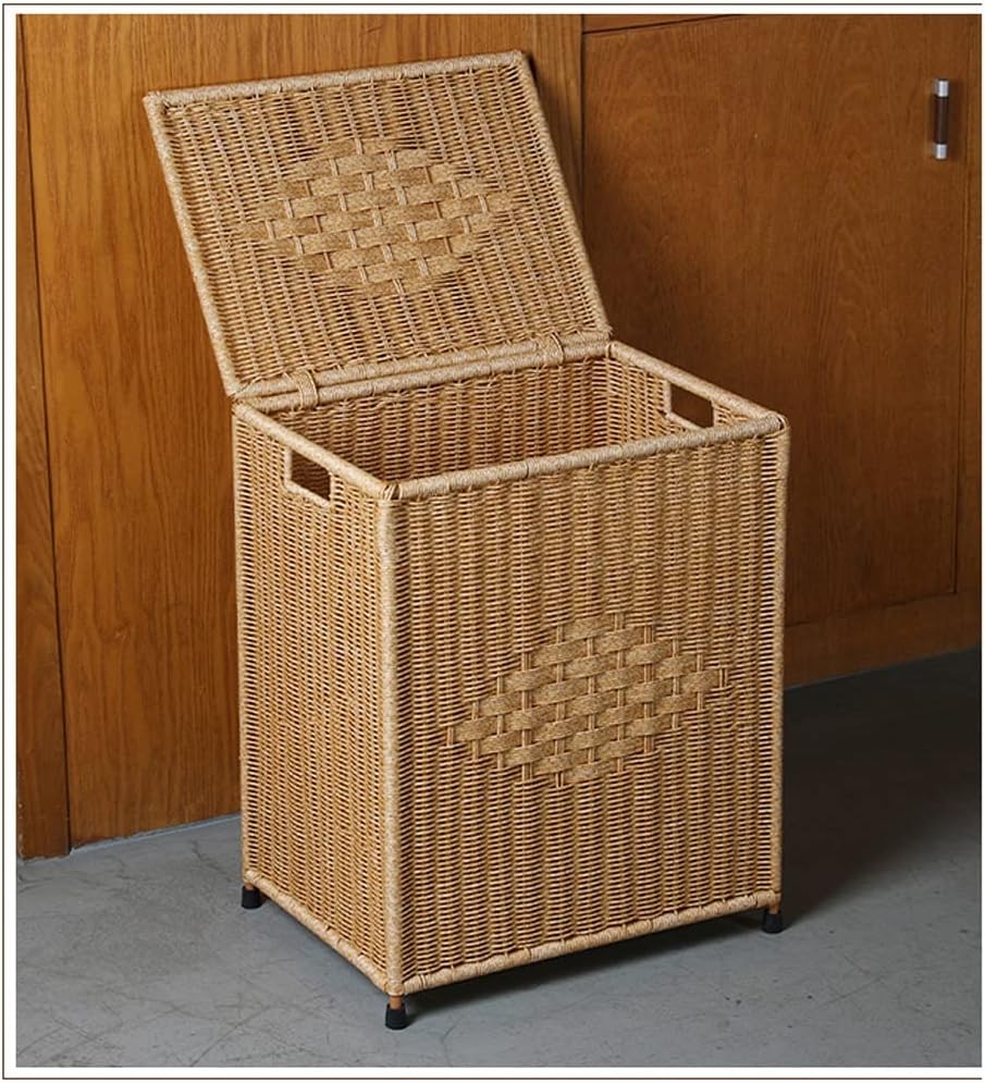 Dirty Clothes Basket Imitation Rattan Dirty Clothes Basket Hotel Bathroom Laundry Basket Dirty Clothes Storage Basket (40 * 30 * 51cm)