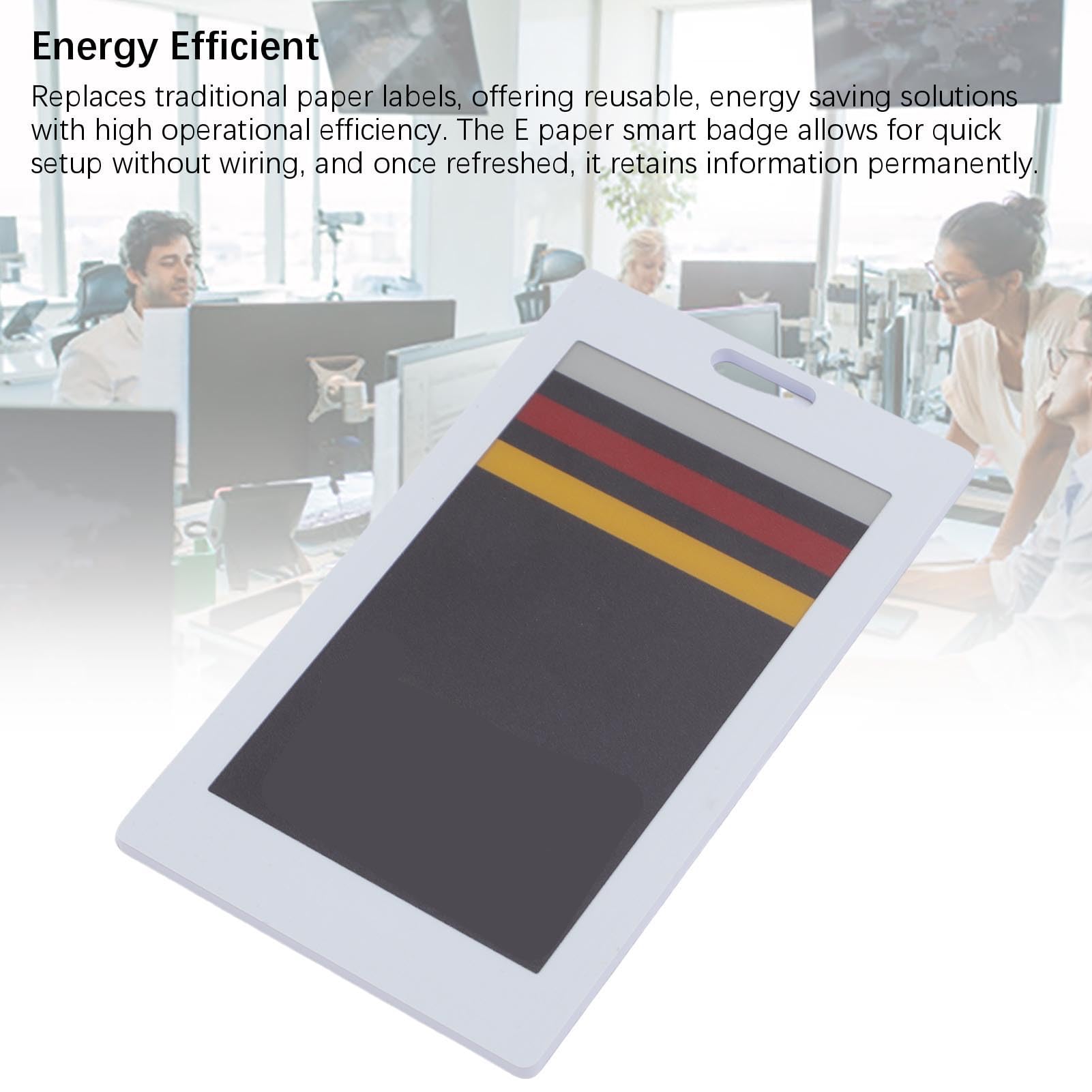 Fockety E-Ink-Smart-Badges, 3,7 Zoll NFC-E-Paper, bearbeitbarer E-Ink-Smart-Badges-Halter, wiederaufladbares Namensschild, Ausweishalter mit Umhängeband für Mitarbeiter, Studenten