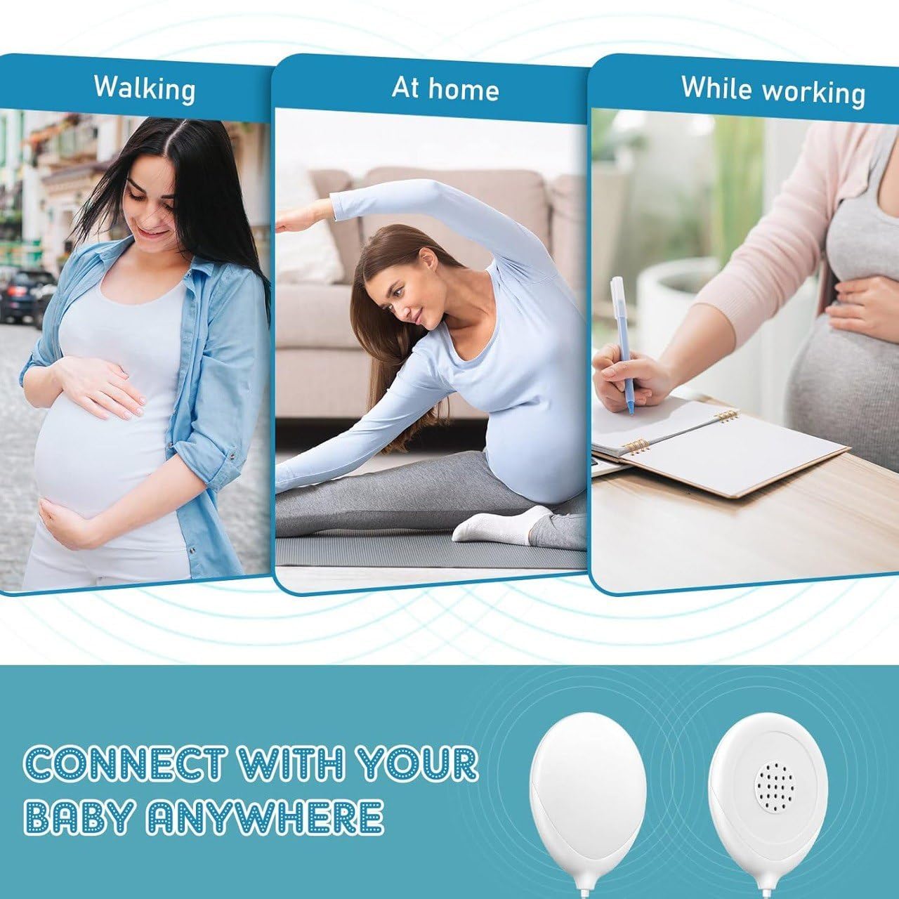 Baby-Bump Headphones Plays and Shares Music, Sound Voices to The Womb Premium Baby Bump Speaker System Pregnancy Belly Pregnant Music Player with Safe Adhesives Prenatal Shower Gifts for Mom White 2