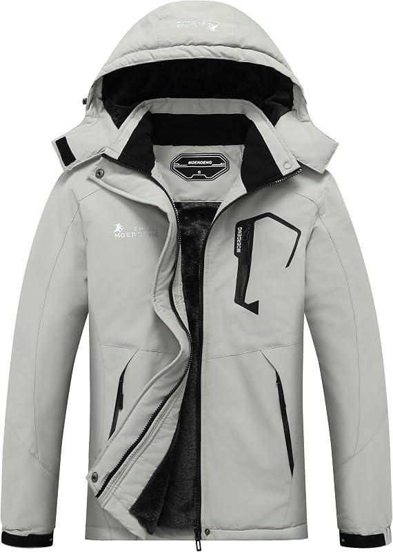 MOERDENG campera de esquí para Mujer Abrigo de Invierno cálido campera de Snowboard | Impermeable, resistente al viento y cálido, capucha desmontable, bolsillos con cremallera, ideal para deportes de nieve e invierno al aire libre y viajes diarios