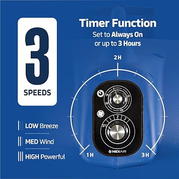 Nexair 1HP Stackable High-Velocity Industrial Carpet Dryer 3 Speed, Air mover blower with Auto Shut-off Timer, Adjustable Floor drying fan, Dries Cools and Ventilates Attic Spaces, Work Areas, Garages