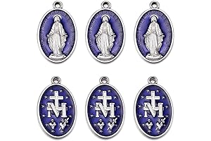 10 Miraculous Medals Religious Enamel Oval Charms for Jewelry Crafting