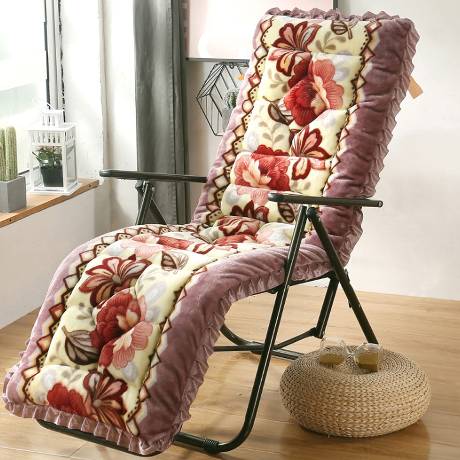 Cuscino per Sdraio Lettino, Cuscino per Sdraio da Giardino Antiscivolo Cuscino Sdraio Imbottita Relax per Viaggi Vacanze Interno Esterno,Morbido e Confortevole,Anti-usura Anti-sbiadimento,#11,48X148cm
