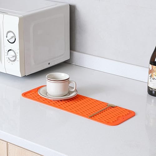 Miniatura 1020 de Tapete de silicona para secado de platos para múltiples usos, fácil de limpiar, ecológico, resistente al calor, tapete de silicona para encimera