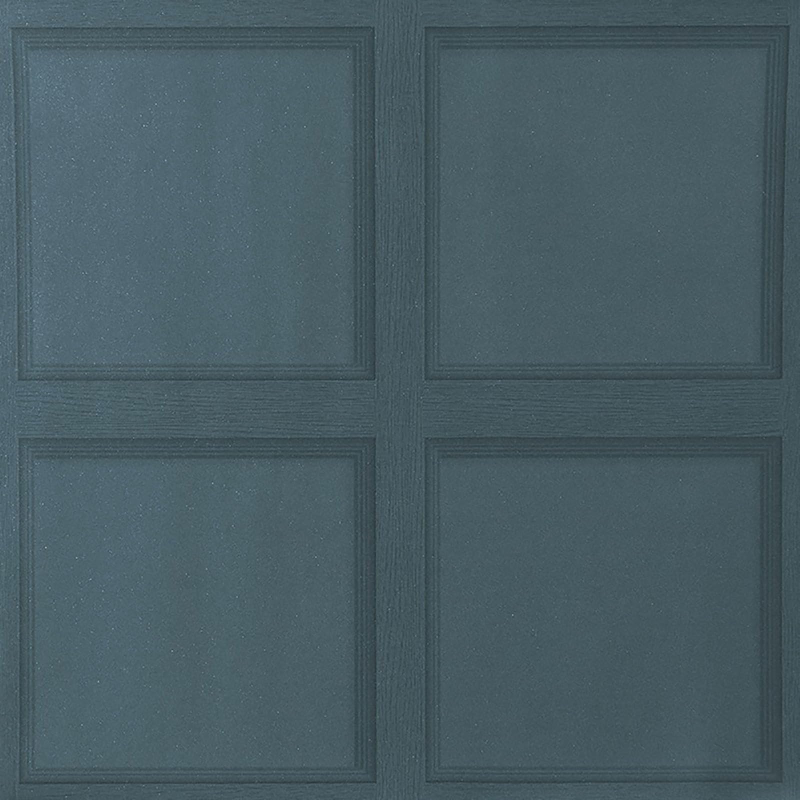 Snewvie Navy Blue Wood Effect Wallpaper Wooden Panel Frame Realistic Textured Retro Embossed Grey Tartan Wallpaper for Living Room Feature Wall Bedroom