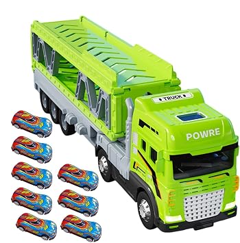 Ejection Carrier Truck, Foldable Race Track Toy, Double Layered Transporter Toy, Toy Storage Transporter Truck, Birthday Race Track Toy, Carrier Truck Race Track Set, Foldable Race Car Transporter