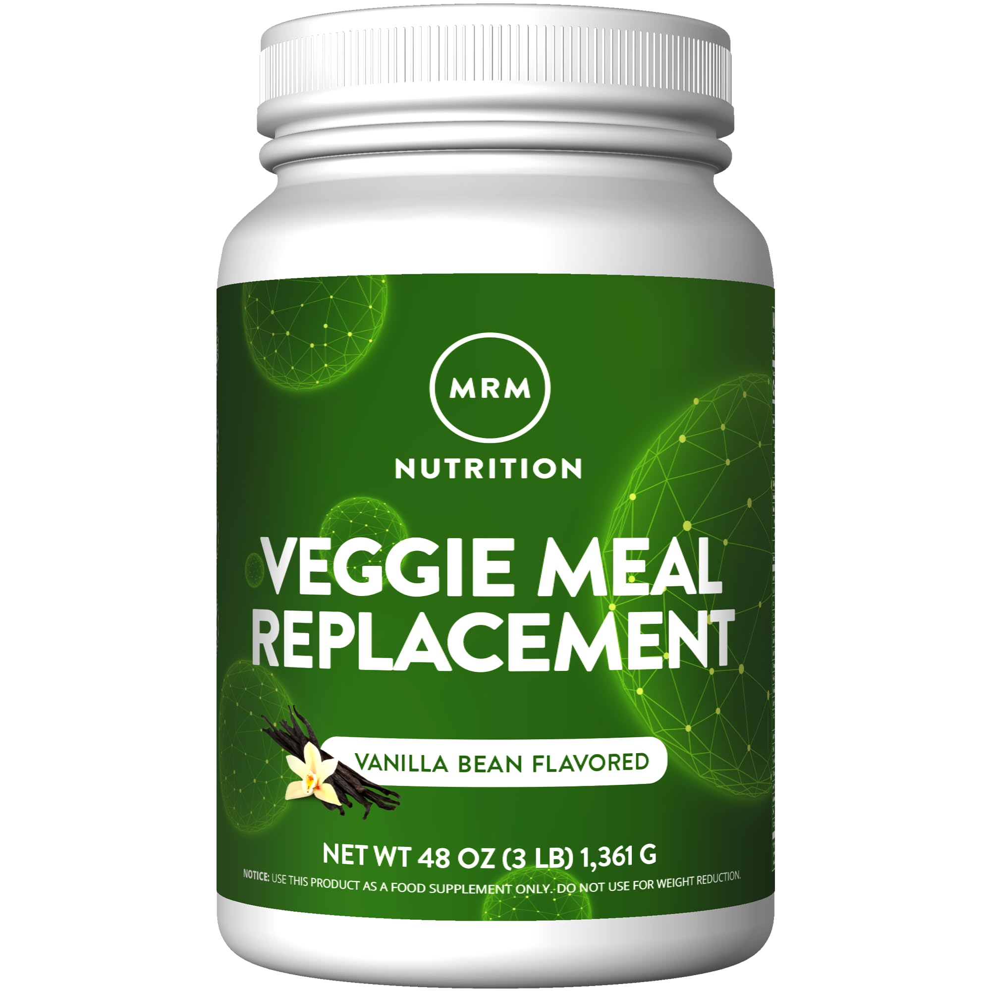 MRM Nutrition Veggie Meal Replacement Protein | Vanilla Bean Flavored | 22g complete plant based protein | Meal on-the-go | Mediate hunger | Balanced macronutrient formula | 28 servings