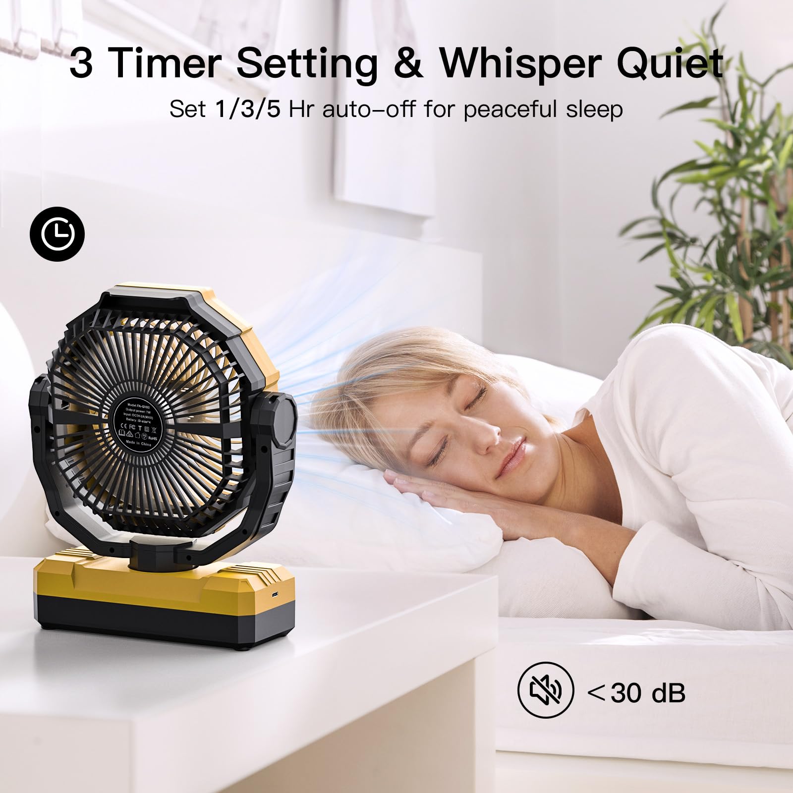 FRIZCOL 3-in-1-Campingventilator, tragbar, wiederaufladbar, 24000 mAh, batteriebetriebener Ventilator (140 Stunden) mit Licht und Fernbedienung für drinnen, draußen, Zelt, Reisen, Grillen, Angeln