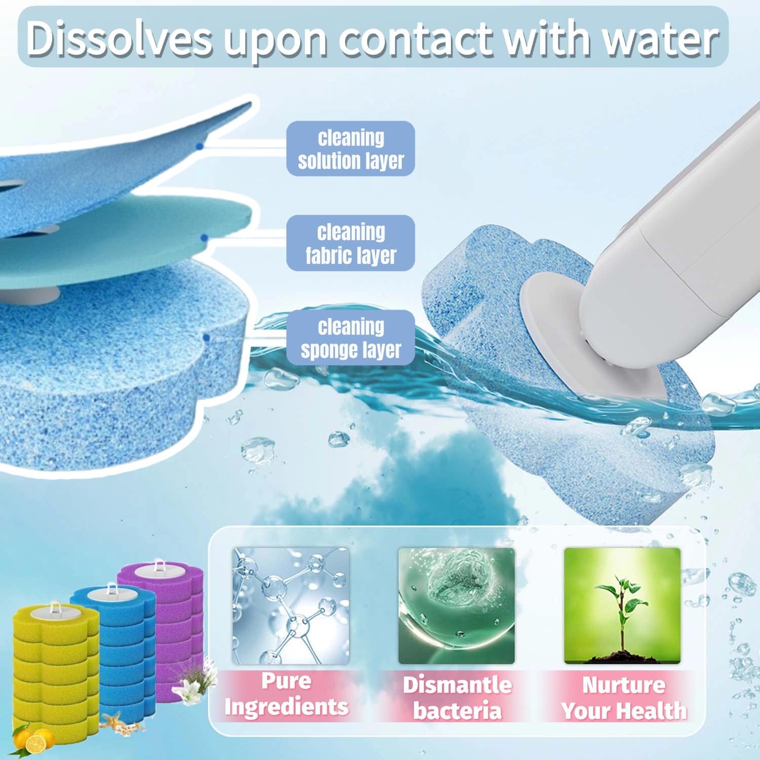 Disposable Toilet Brush,Toilet Bowl Brush with Holder,36 Refills Toilet Bowl Cleaner,Toilet Cleaning Supplies,Wall Mounted Toilet Wand Brush Kit for Cleaning and Bathroom Maintenance