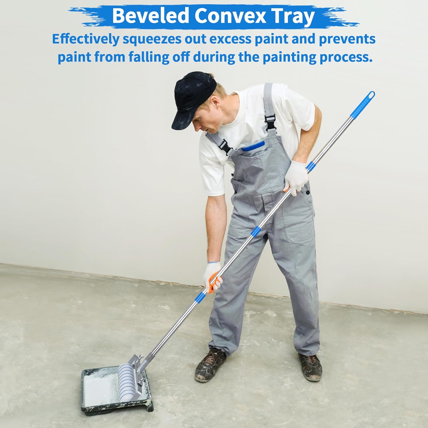 12 Pcs Large Paint Roller Kit,12-18" Adjustable Roller Frame & Thickened Extendable 1-5 Ft Steel Pole Paint Roller Set,18" Paint Roller Sleeves 23.6'' Paint Roller Tray for Wall Ceiling