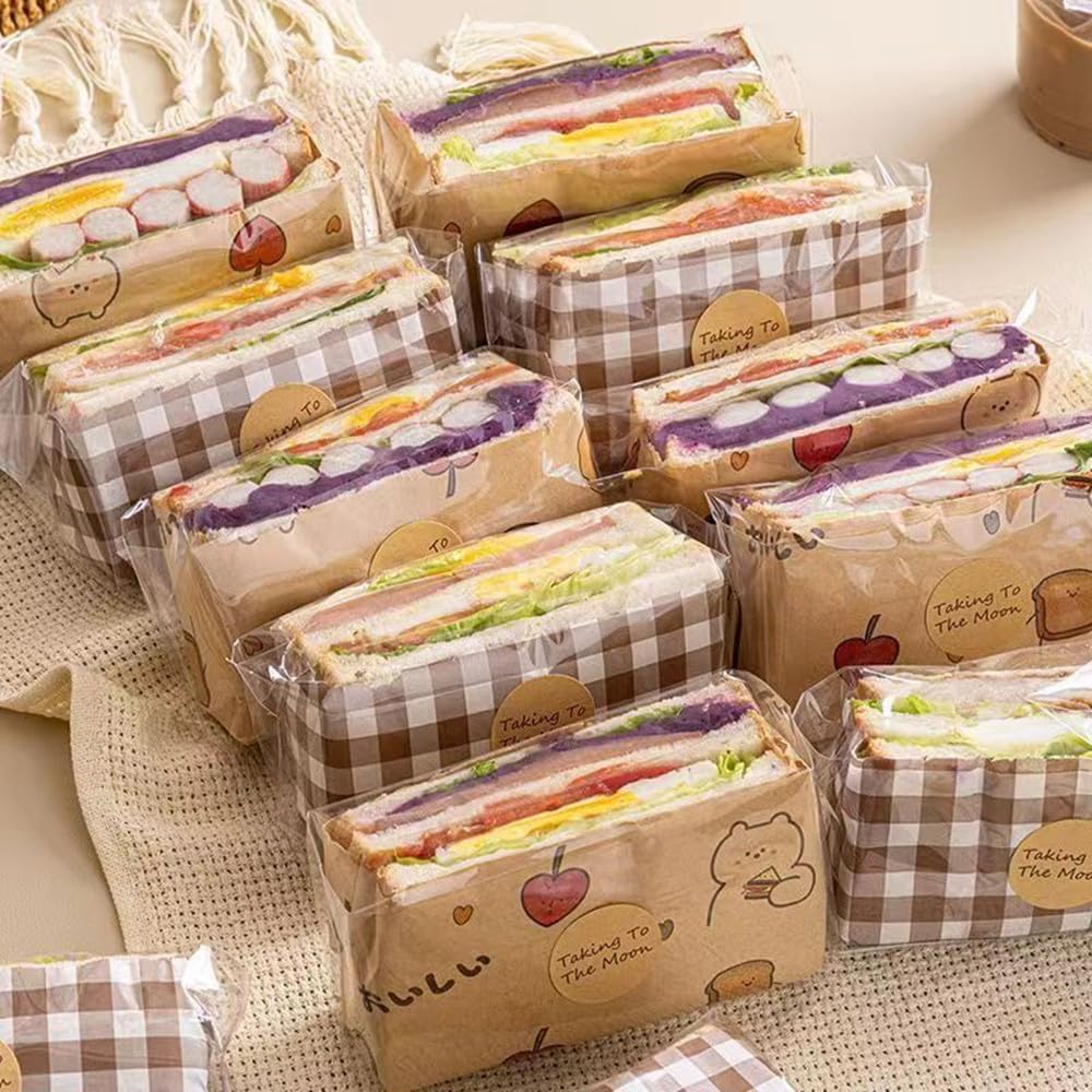 50 Sets Sandwich Packaging with OPP Bags - Food Wrapping & Lining Paper