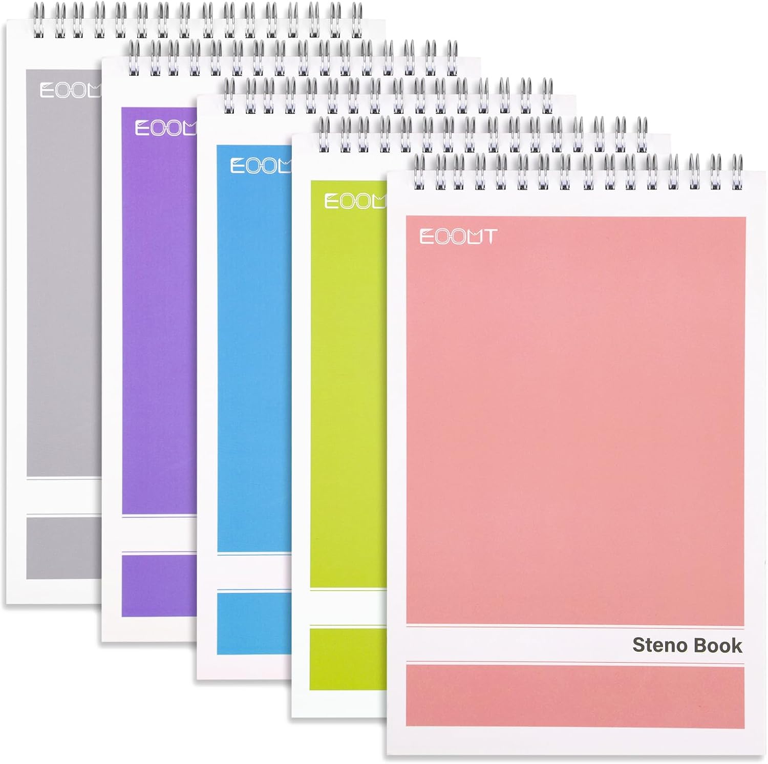 EOOUT 5 Pack Top Spiral Steno Pads, 6 x 9Inches, 80 Sheets
