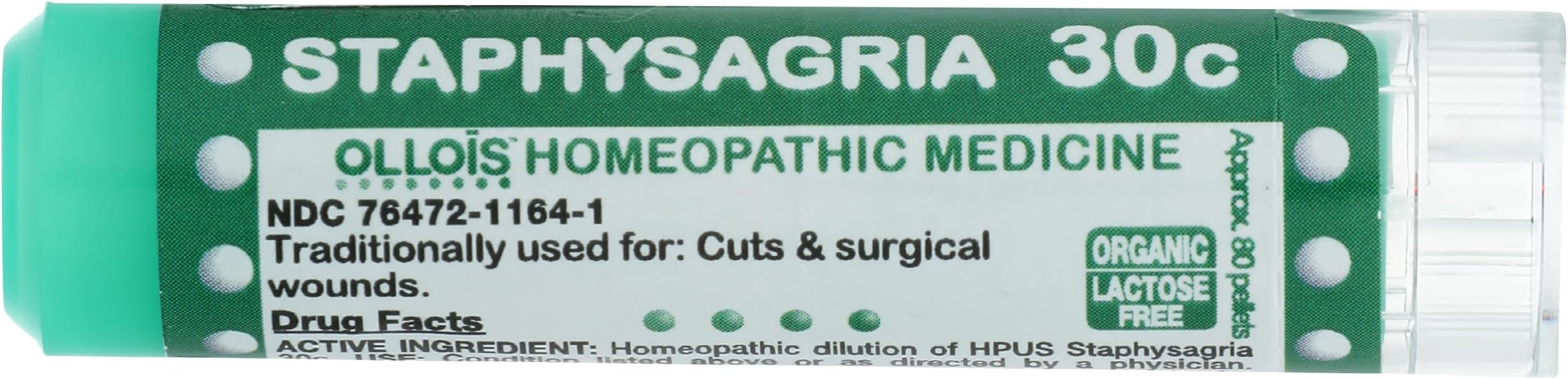 OLLOIS Staphysagria 30c, Organic, Lactose-Free Homeopathic Medicine, 80 Pellets (Pack of 1)