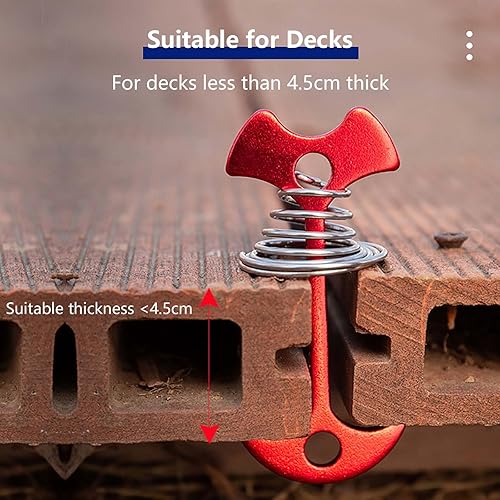 Miniatura 5 de Fishbone - Estacas de anclaje para cubierta con mosquetones, estacas de aluminio para tienda de campaña con hebilla de resorte, estacas de tienda de