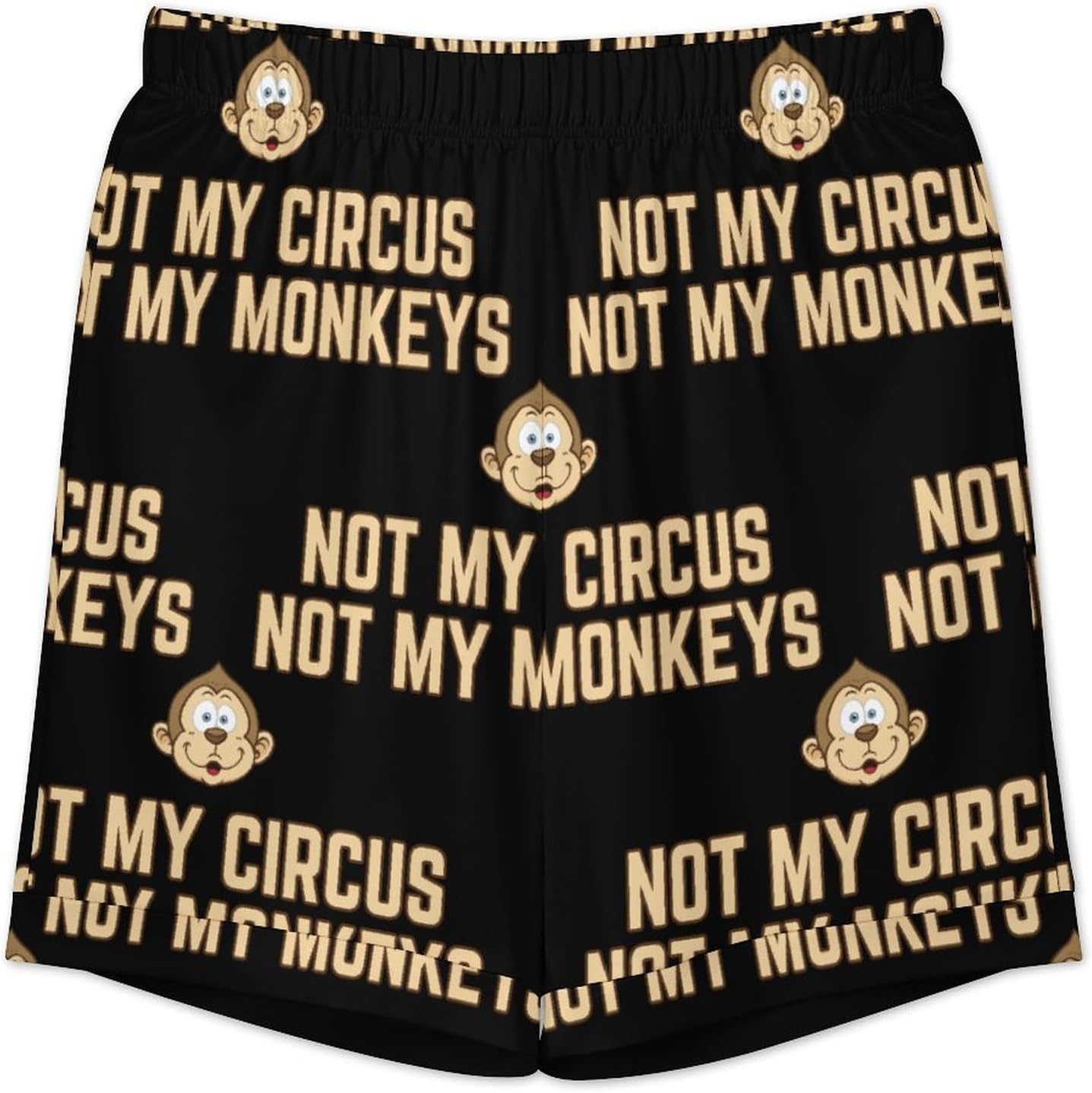 Not My Circus Monkeys Men's Short Sleeve Pajama Set Satin Silk Like Lounge Sleepwear
