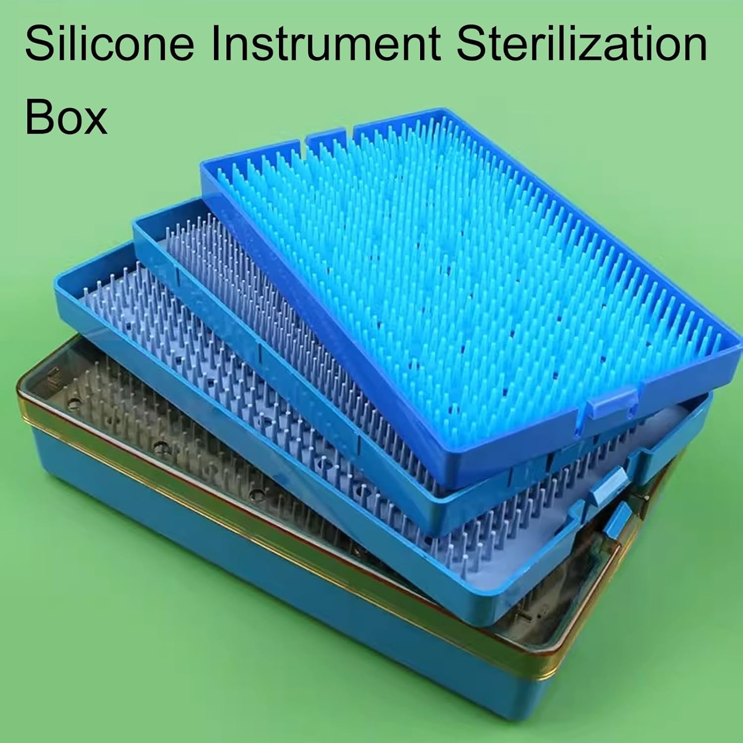 Medyczna Taca Chirurgiczna, Silikonowe Pudełko Do Sterylizacji, Z Silikonową Podkładką, Tace Dentystyczne, Schowek Na Instrumenty Mikrochirurgiczne Oku, 9.1in*5.5in*0.9in monolayer