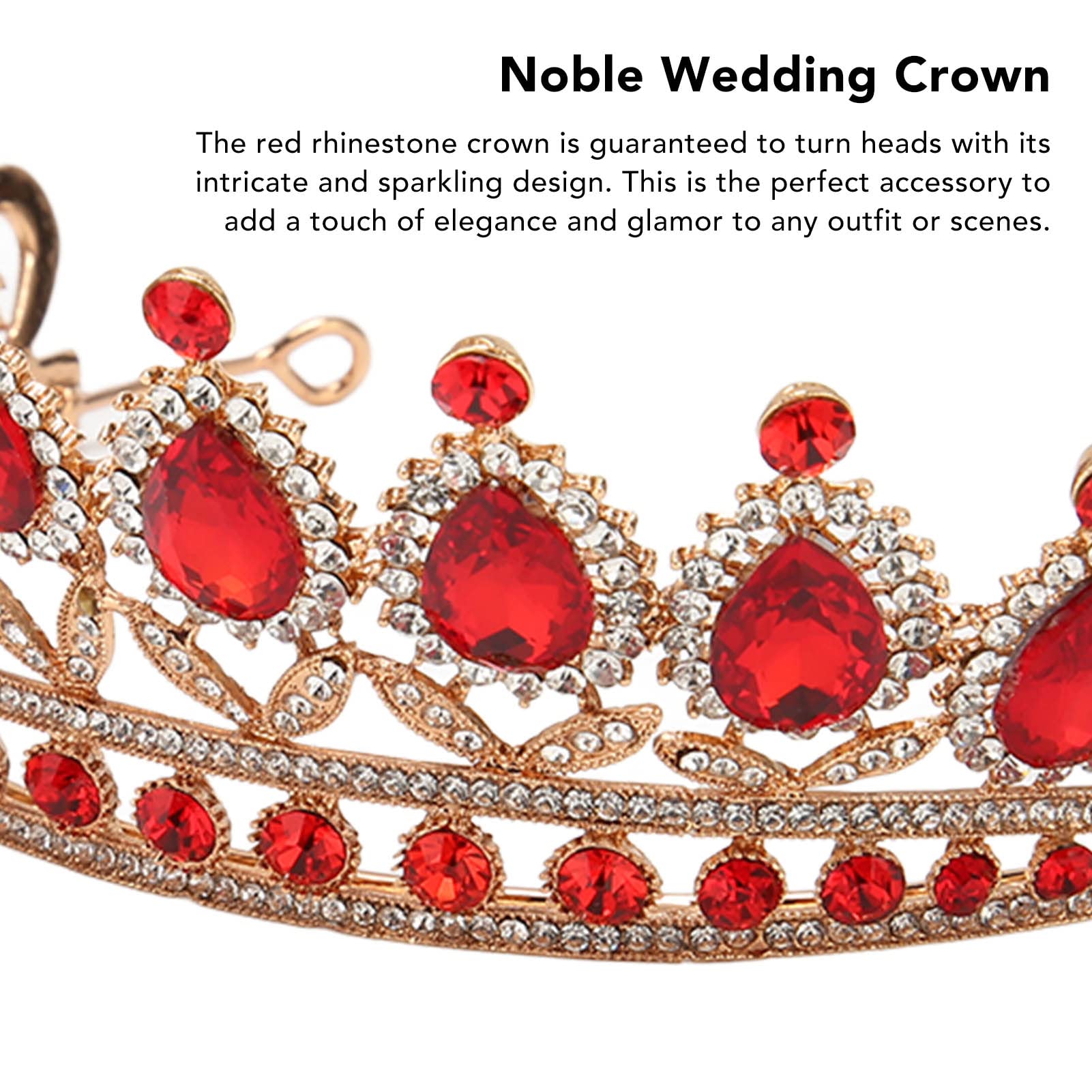 Vofler Queen Tiara, czerwona kryształowa korona dla panny młodej, ślubna ozdoba do włosów, bal absolwentów, bal kostiumowy, z grzebieniami, luksusowa