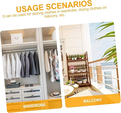 Miniatura 7 de 1 juego de riel de ropa telescópico Estante de secado de ropa ajustable organizador de ropa soporte retráctil Perchero multiusos Estante de