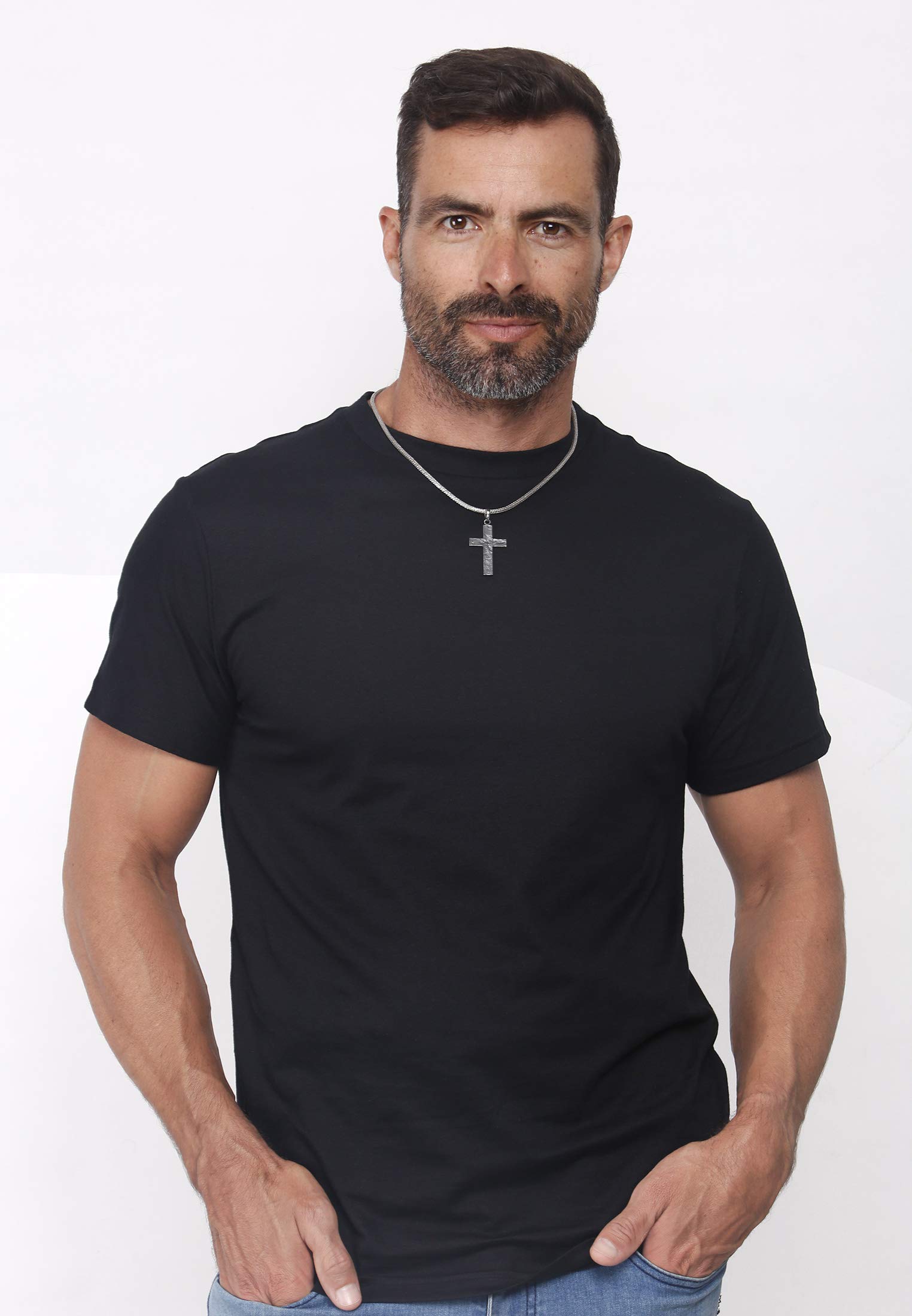 Kuzzoi ciondolo con forma di croce ossidata nera argento, ciondoli per collane, in argento sterling 925, altezza 54 mm, 7 g pesante, altissima qualità ed esclusivo