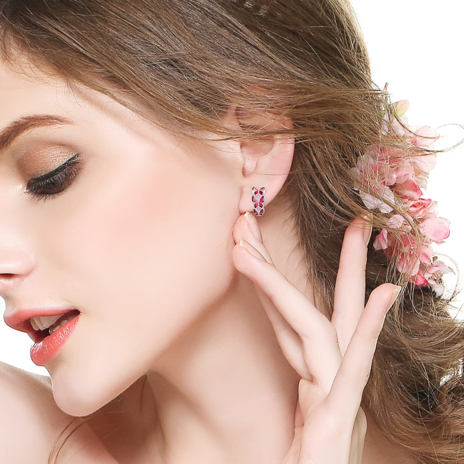 Pendientes de aro de mariposa de plata de ley 925, multicolor, pequeños pendientes de mariposa hipoalergenicos, regalo de cumpleaños para mujeres y niñas
