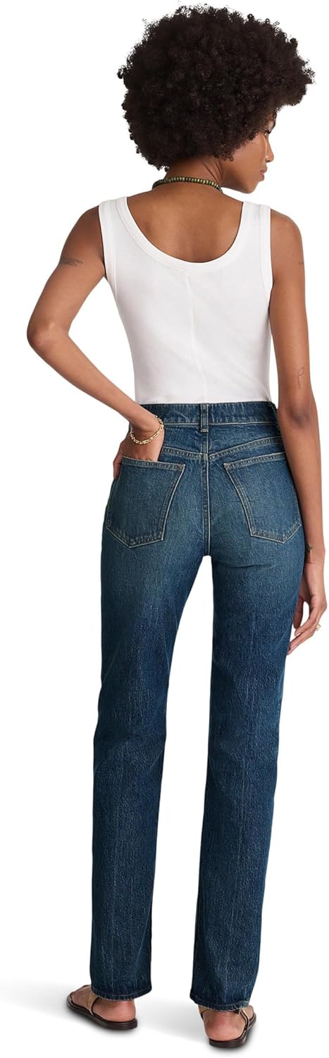 Madewell Womens Longline Straight Jean in Greendale Wash