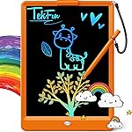 TEKFUN Toys for Girls Boys 10IN LCD Writing Tablet, Magic Doodle Board with Anti-Lost Stylus, Mess Free Coloring for Toddlers Drawing Pad, Toddler Travel Car Plane Trip Toys Gifts (Orange)