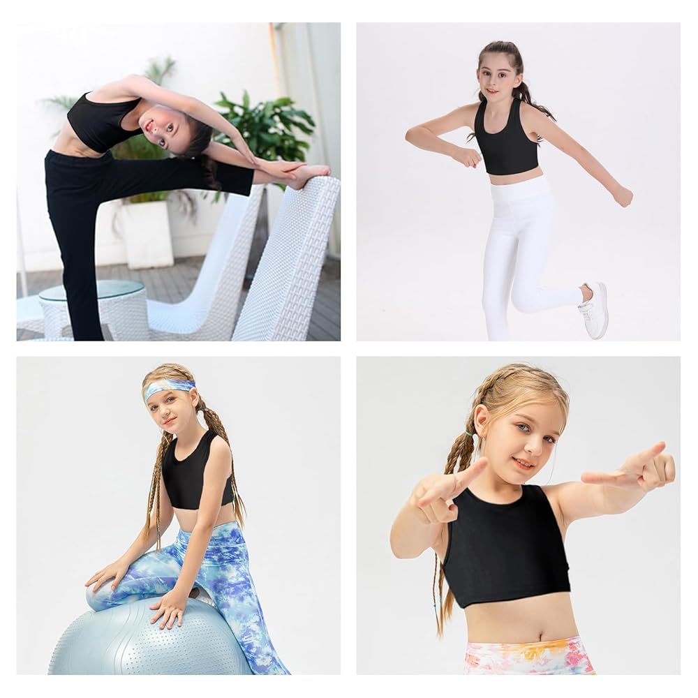 3 Top Reggiseni Bambina - Cotone E Senza Ferretto | Reggiseno Sportivo Per Ragazze | Taglia Unica