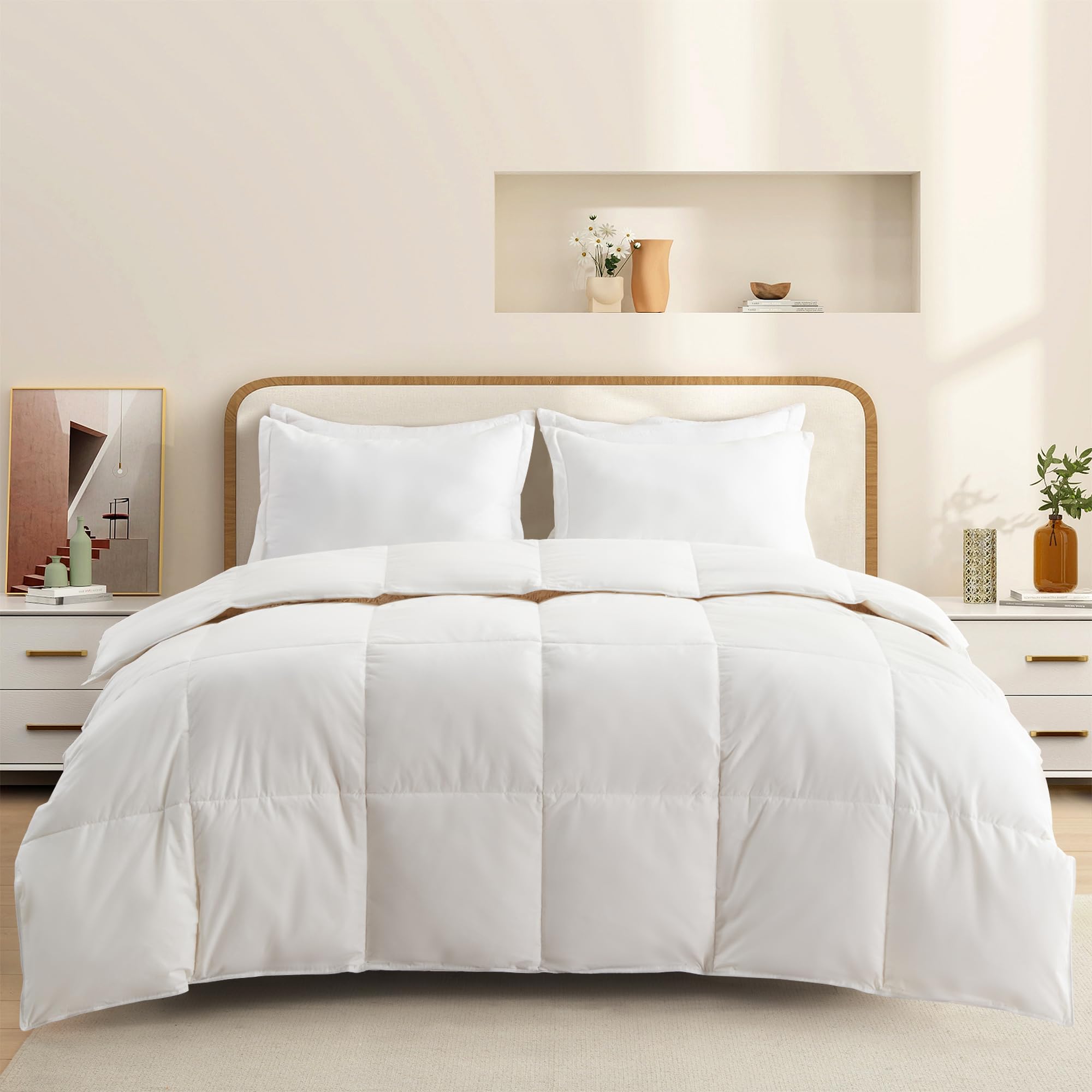 Deodar Edredón Cama 135/150 Ligero Transpirable de Plumas y Plumón de Ganso Blanco, 6 TOG para Verano Primavera Otoño, Funda Nórdica 100% Algodón, 250 GR/m², Lavable, Öko-Tex y RDS, 200x220cm