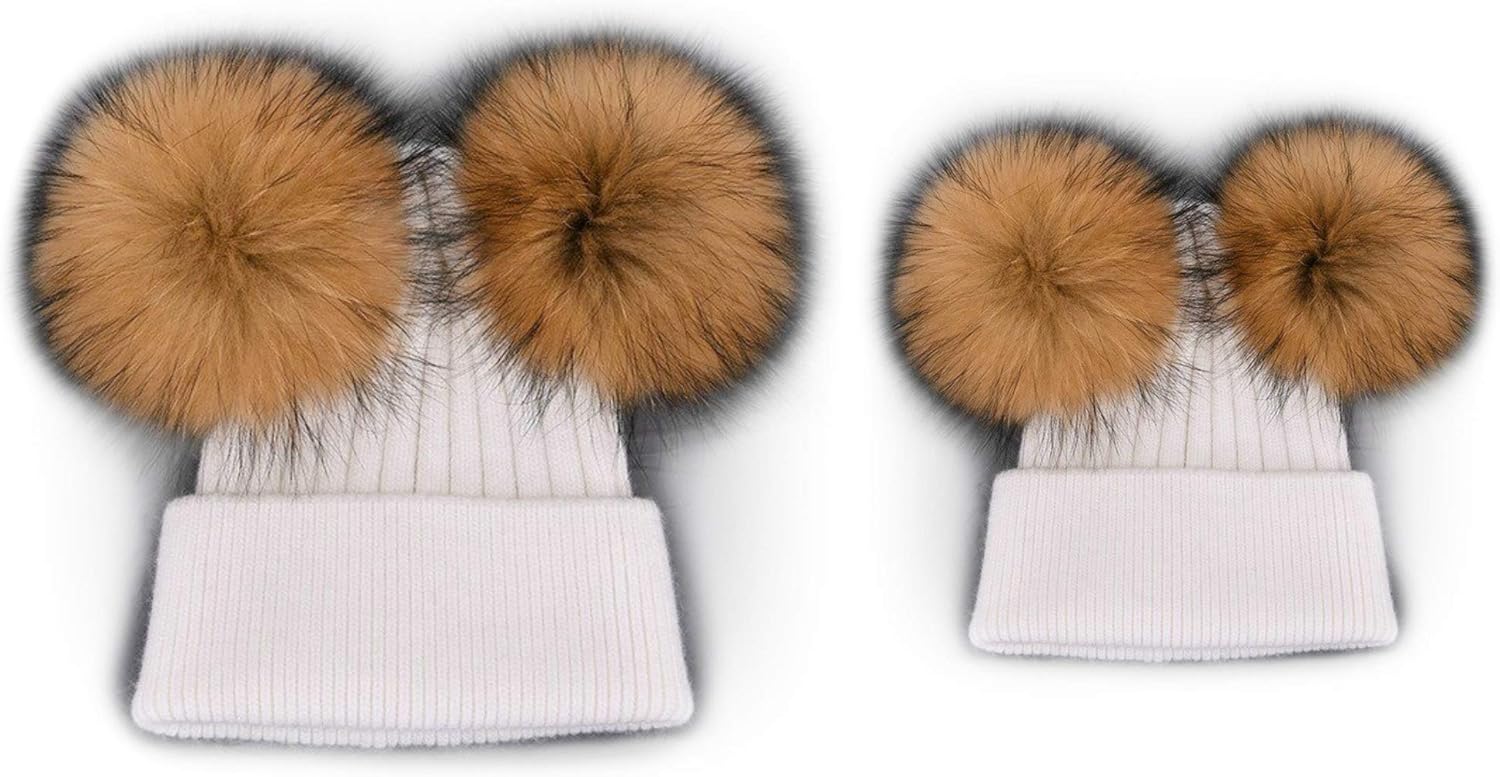 Set Cappello E Sciarpa Con Pon Pon In Vera Pelliccia - Unisex Invernale - Regalo Natale Ideale