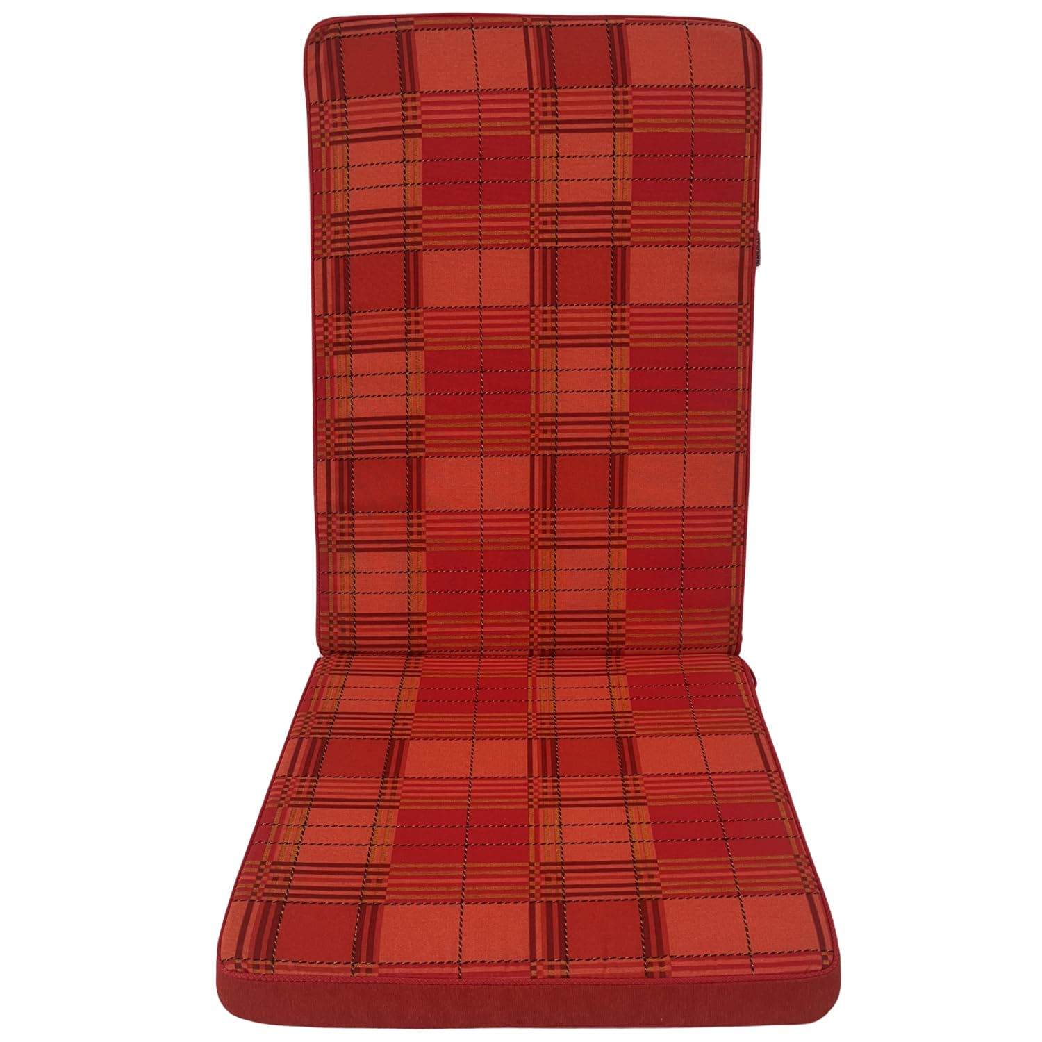 Marvin Cuscino per Poltrona Sedia Sdraio Relax RIO da Giardino Esterno Tessuto Cotone Imbottito Reclinabile Sfoderabile (Rosso Scozzese, Alto)