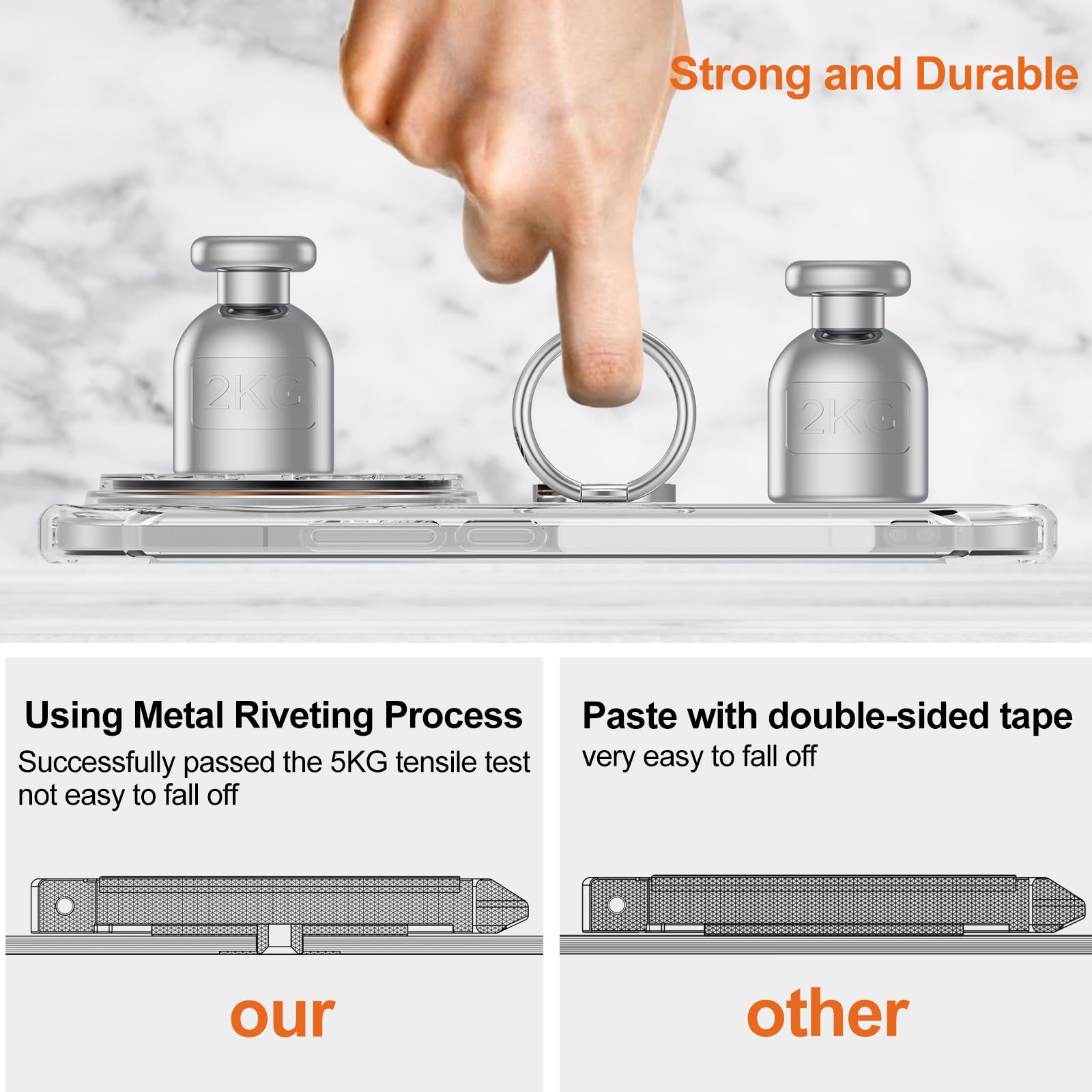 Cover Compatibile con Xiaomi 15 Ultra, Custodia Trasparente Silicone con Anello Ruotabile Cavalletto, Quattro Angoli Anti-Caduta Crystal Clear Case - Anello Nero