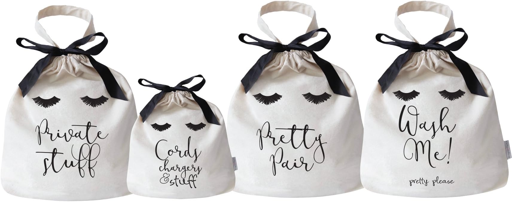 4 Pack Drawstring Bag Organizer - Eyelashes Travel Luggage Suitcase Organizer Storage