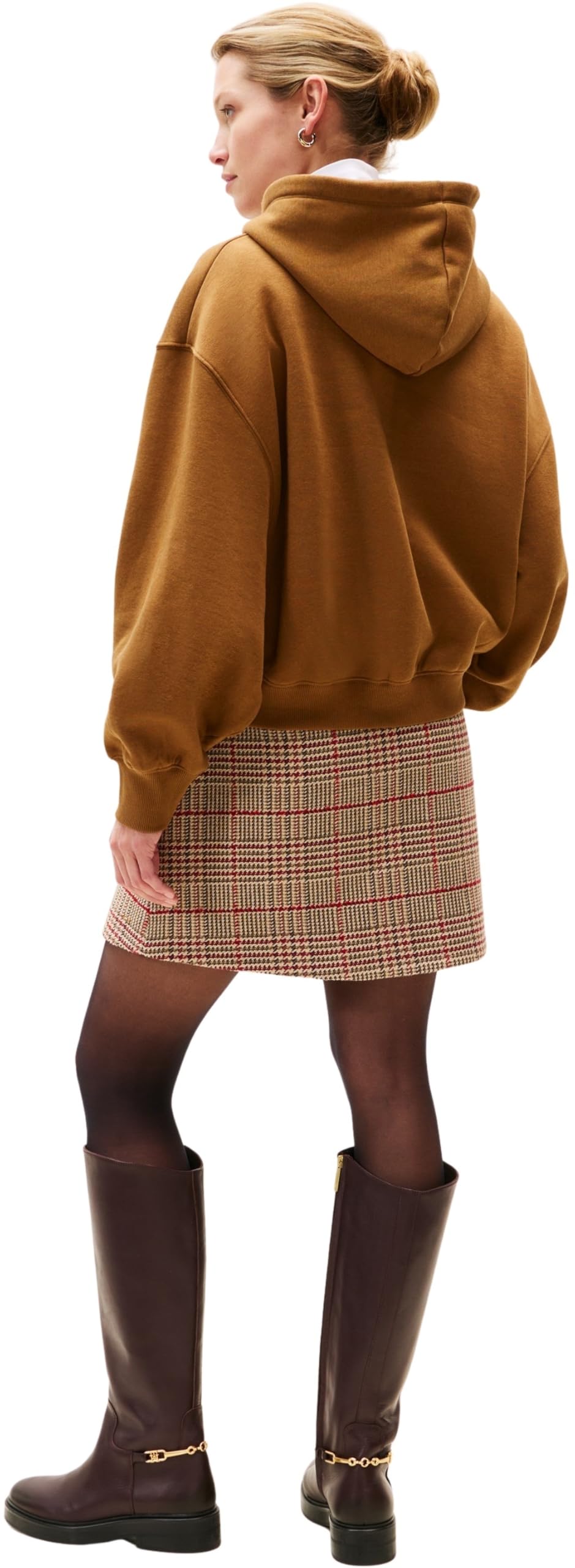 Tommy Hilfiger Damen Hoodie Classic Script Fleece mit Kapuze, Braun (Highland Khaki), XS – Ansicht 2