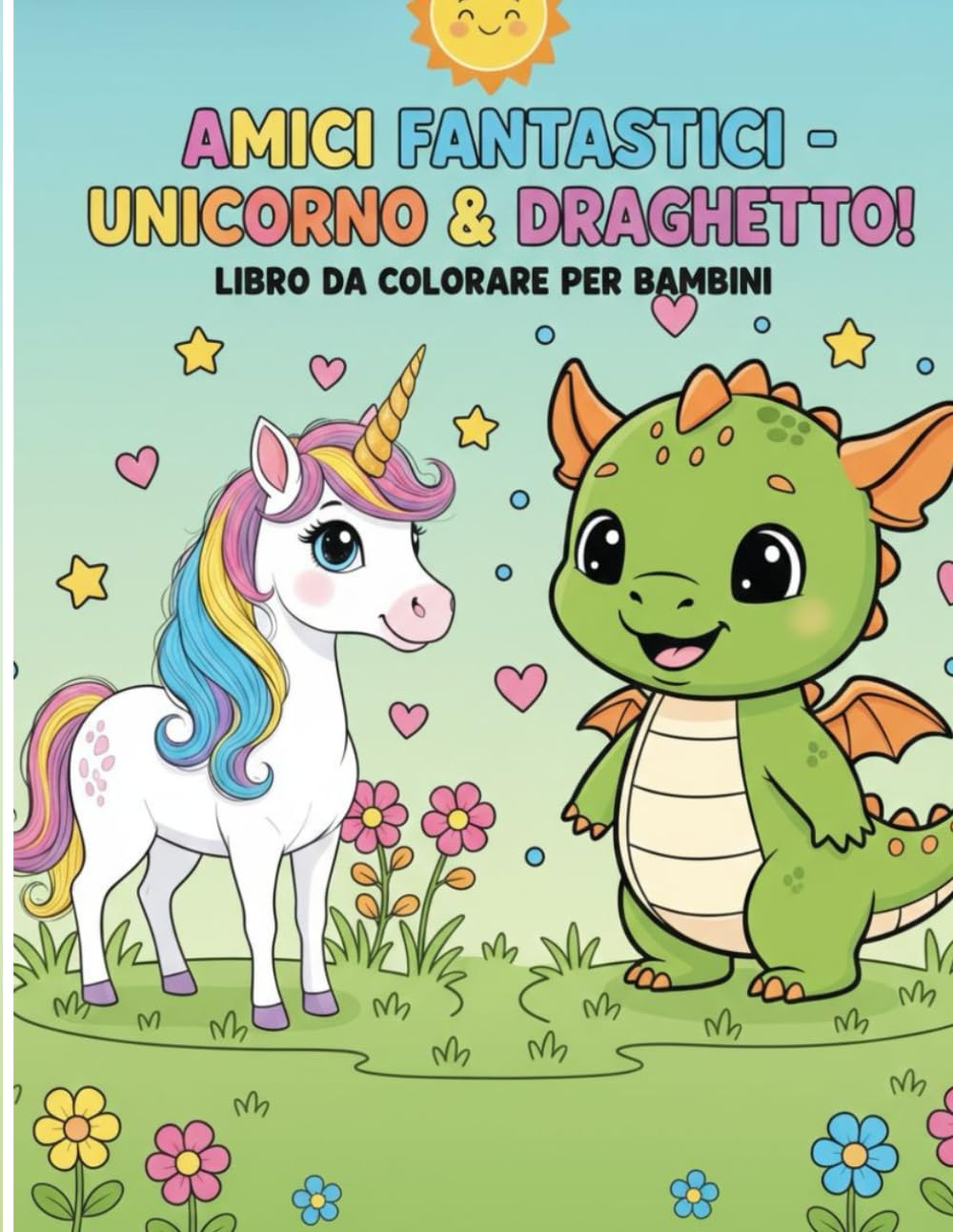 Amici Fantastici: Unicorno e Draghetto: Libro da Colorare per Bambini – 22 Disegni Grandi e Semplici di Creature Magiche per Stimolare la Creatività e la Fantasia