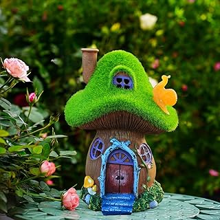 Mushroom Garden Statues,Outdoor Fairy House Figurine with Solar Powered ...